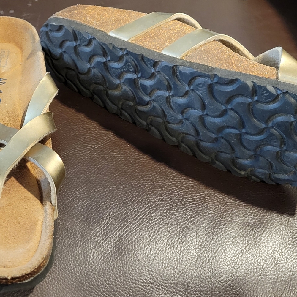 Metallic Gold Women's Cork Footbed Slide Sandals